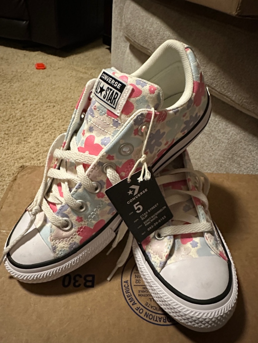 Converse Kids' Chuck Taylor All Star Floral Low Top Sneakers - Pink/Blue